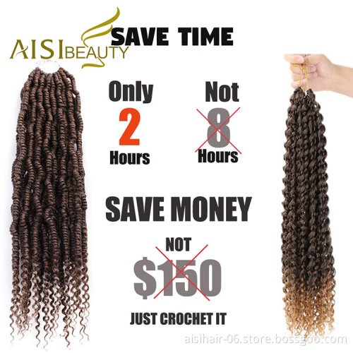 Aisi Beauty Goddess Faux Locs Brown Hair Extensions Pre Twisted Crochet Braids Passion Hairpieces Synthetic Braiding Hair